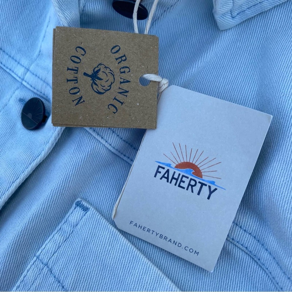 Faherty Sunwashed Chore Jacket Button Down Light … - image 8